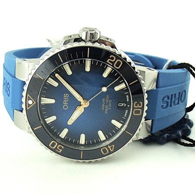 New Oris Aquis Date Blue Dial Rubber 41mm Warranty 01 400 7769 4125-07 4 22 75FC