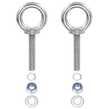 2Pcs M10 x 60mm 304 Stainless Steel Lifting Shoulder Eye Bolt with Nuts Washers