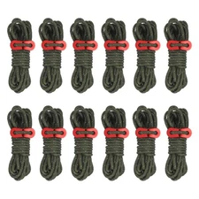 12Pcs 4mm Tent Rope 13ft Reflective Guyline Rope with Adjuster Olive Green