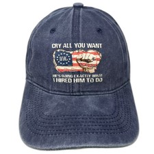 Blue Red Baseball Cap Hat OS Slideback Cotton American Flag We The People 1776
