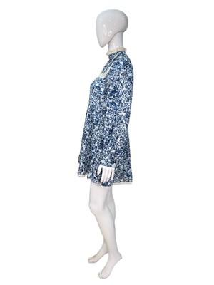 Doen New Women's Ruffled Pleated Floral Printed Crochet Laced Short Mini  Dress S | eBay