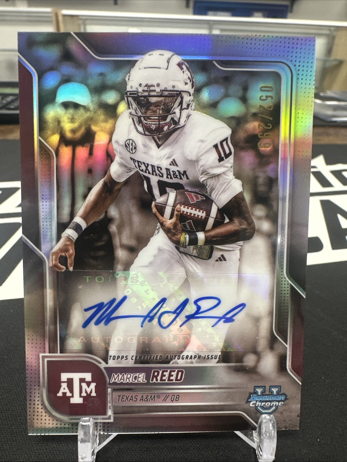 2025 Bowman Chrome U Marcel Reed /299 AUTO REFRACTOR SP # BCA-MRE Texas A&M