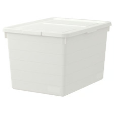 New IKEA SOCKERBIT Storage Box with Lid White 38x51x30 Stackable Organiser Big