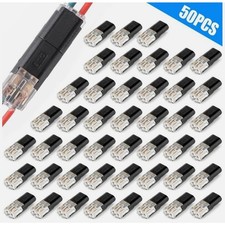 50x Double-Wire Plug-in Cable Snap Connector Terminal Block w/Locking Buckle US