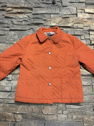 Burberry Girls Sz 4 Quilted Classic Jacket Snap Outside FLAWS