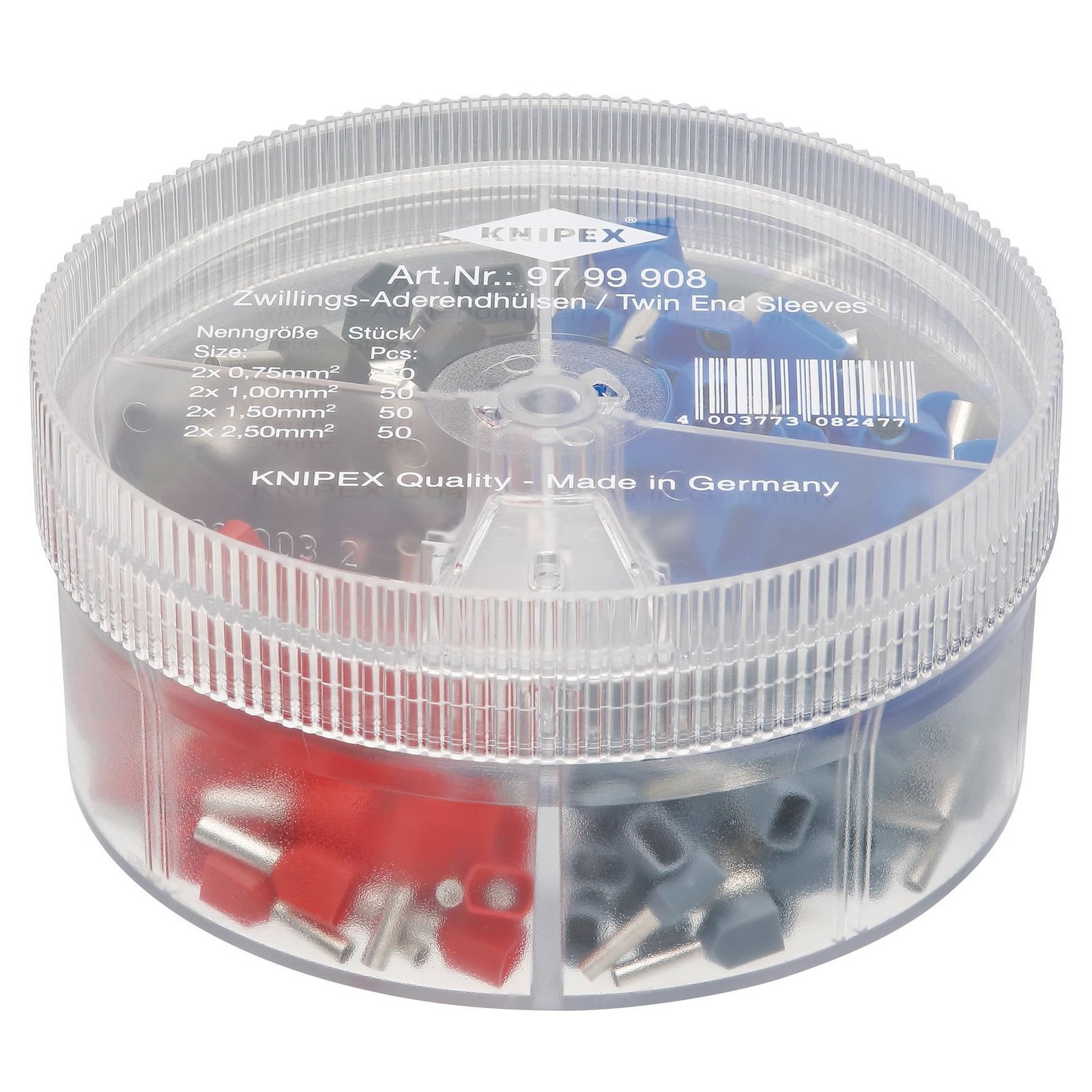 KNIPEX 97 99 908 Assortment Boxes with 200 Twin Wire Ferrules, 4 Parts