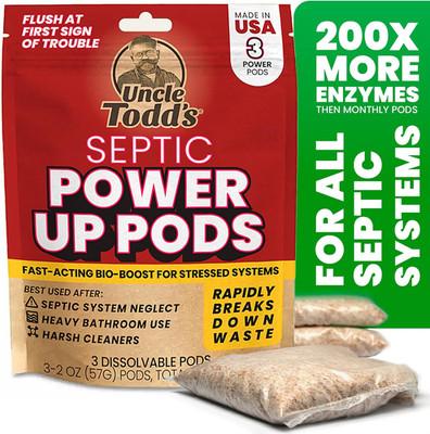 Septic Tank Treatment Pods - 2Oz Power up Pods with 200X Enzymes - Monthly Boost