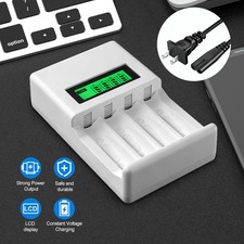 Battery Charger for NiMH NiCd AA AAA with Charging Cable 4 Slots Smart Charger