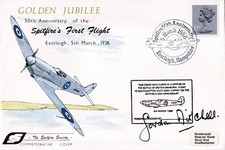 GB Cover: 1986 Spitfire 1st Flight 50th +Spitfire Flown & Signed Gordon Mitchell