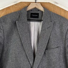 Banana Republic Blazer Mens 46L Gray 2 Button 100 Cotton Peak Lapel Jacket