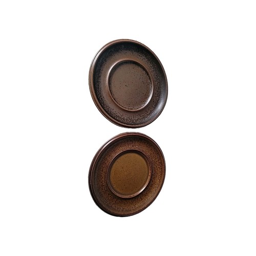 2 Arabia Ruska Finland Saucers Only Brown Matte Finish MCM Dinnerware Stoneware - Picture 2 of 12