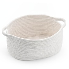 Cute Woven Cotton Rope Basket W/ Handle Empty Decorative Gift Basket Baby Shower