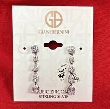 Giani Bernini Six Stone Cubic Zirconia Dangle Drop Earrings in Sterling Silver