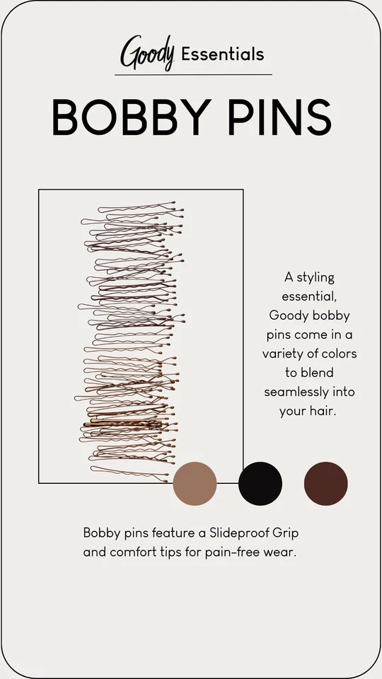(Paquete de 6) Alfileres pequeños Goody, alfileres para el cabello, sujeción segura para todas las edades, negro, 45 quilates Foto 4 de 4