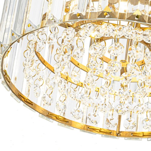 Plafonnier rond moderne en cristal doré semi encastré pour salon - Photo 13/18