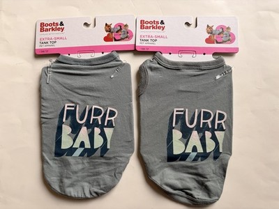 Set of 2 Boots & Barkley Pet Dog Cat Tank Top XS Blue Gray Fur Baby New