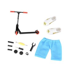 Kids Mini Black Finger Scooter Set with Pants and Shoes Interactive Finger Toy v
