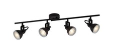 Spot Light Black Focus 4 Industrial Ceiling Bar Matt Spotlight Searchlight