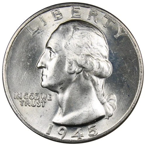 1945 Washington Quarter BU/UNC Brilliantly Uncirculated Coin A2565