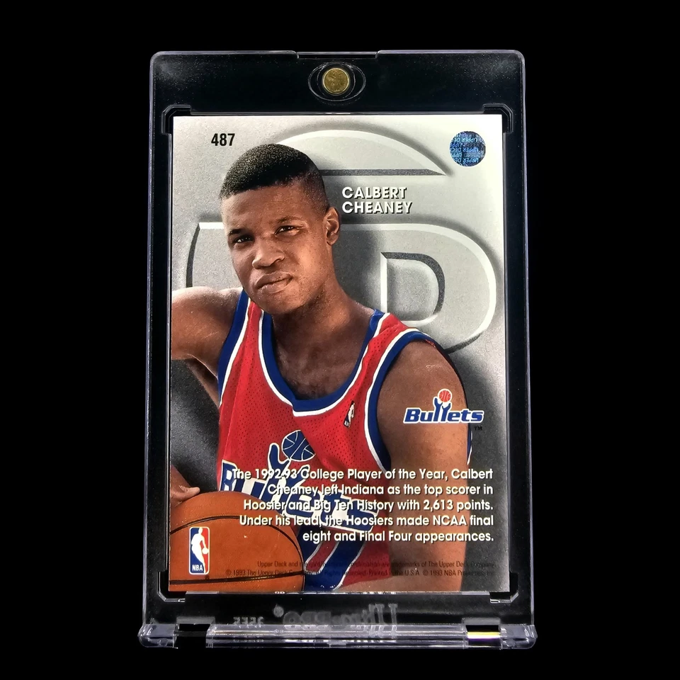 Calbert Cheaney RC Rookie Card 1993-94 NBA Upper Deck Prospects Bullets - #487 - Image 2 of 2
