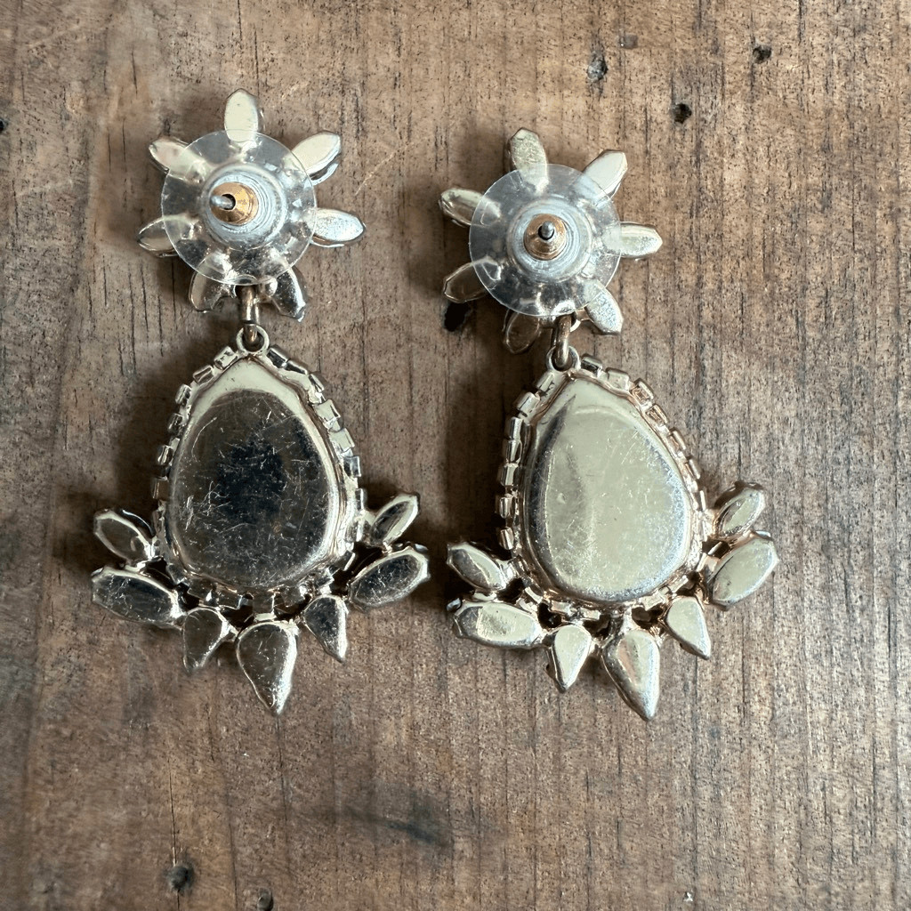 Rhinestone Statement Drop Pierced Earrings Champa… - image 5