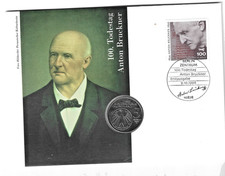 Numismatic Cover Germany 5 DM Anton Bruckner 1996