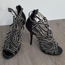 Kurt Geiger Strappy Gladiator Caged Stiletto Heels Black & White EU37 / UK4 NWOB