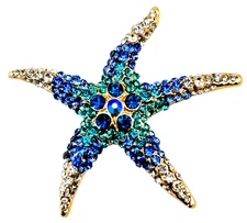 Starfish blue Rhinestone pin brooch christmas party favor prize gift ocean 99