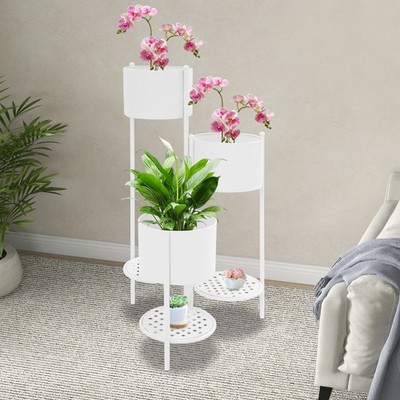 Iron Plant Stand Holder Free Standing Flower Display Rack Indoor