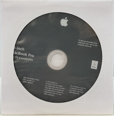 Apple MacBook Pro 13'' Mid 2010 Restore DVDs 10.6.3 Snow Leopard 2Z691-6623-A / 6