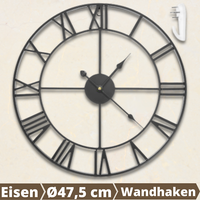 Wanduhr Retro Uhr Design Modern Deko Spiegel Schwarz Metall Vintage Wohnzimmer