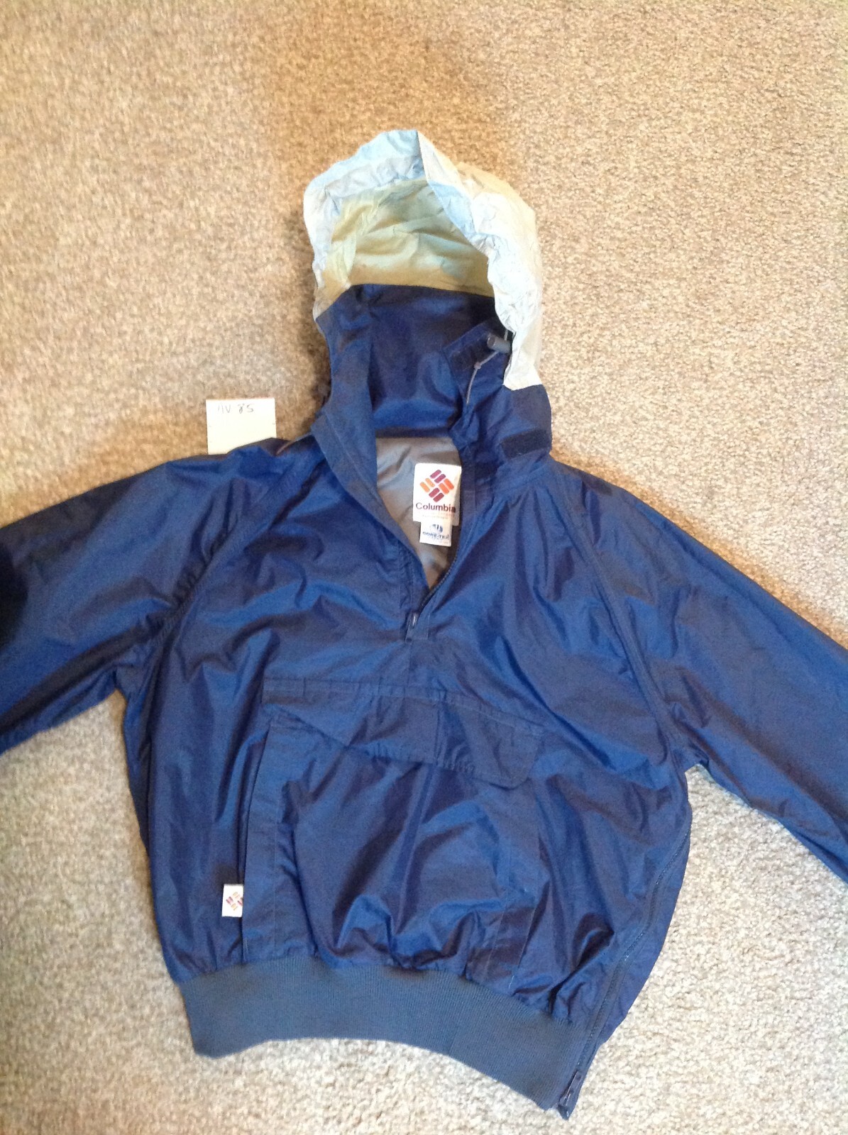 Columbia Men’s XL Blue Hooded Windbreaker Raincoat Full Zip Jacket-image