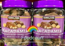 2 Packs Kirkland Macadamia Clusters Salted Caramel Milk Chocolate 32 oz Each 