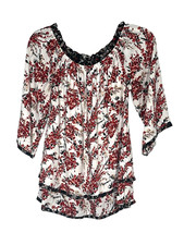 White House Black Market Women's 3/4 Sleeve Peasant Boho Blouse Top S High Low