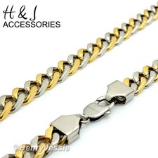 18-40" Stainless Steel WIDE 9mm Silver/Gold Plated Classic Cuban Curb Necklace