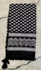 Beautiful Black White Engraved Style Scarf Kufiya Arafat Pure Cotton Made Gift