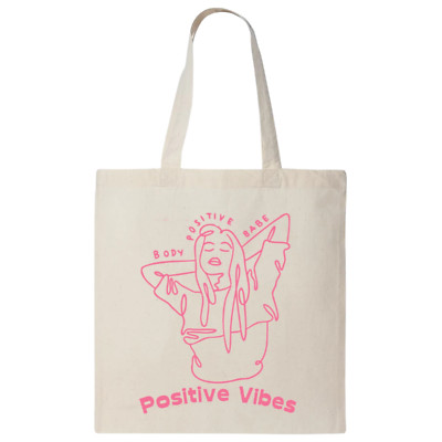 Positive Vibes Aesthetic Tote Bag Reusable  Eco Friendly