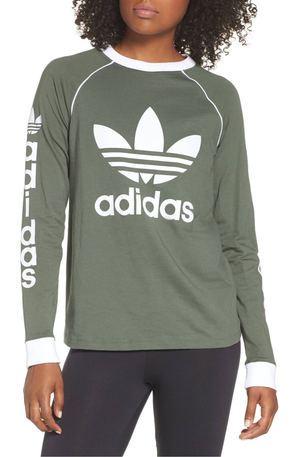 adidas long sleeve top womens green