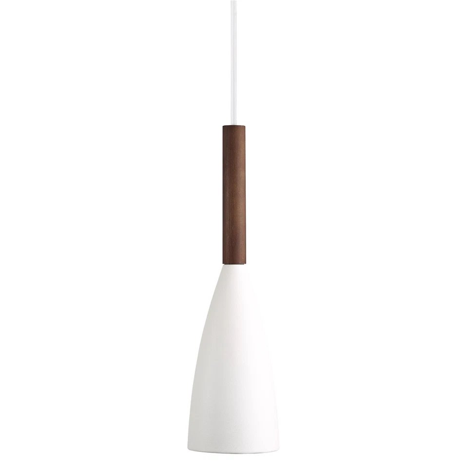 Designer Nordlux Pendelleuchte Pure weiß metall Wallnussholz Pendel E27 max. 40W - Bild 1 von 3