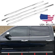 For 2014-2018 Silverado/Sierra Crew Cab Body Side Molding Trims Set 4PCS 1/18"