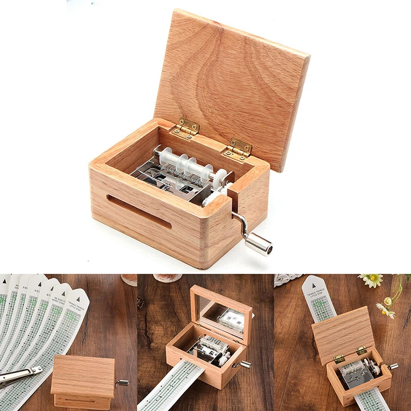 15 Tone Hand Crank Music Box DIY Wooden Musical Box with Hole