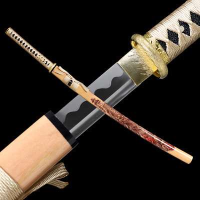 Handmade 1095 Steel Jp Samurai Katana Dragon Tsuba Sharp Blade Battle Ready