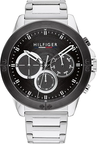 Tommy Hilfiger Harley Edelstahl schwarzes Zifferblatt Herrenuhr - 1791890
