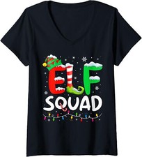 Elf Family Christmas Matching Pajamas Xmas Elf Squad Ladies' V-Neck Tshirt