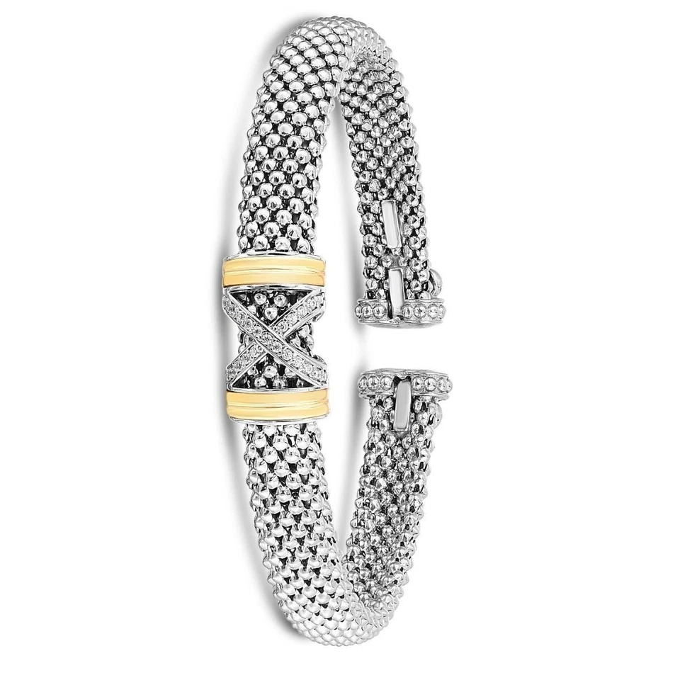 Brazalete Brazalete Phillip Gavriel Diamante X Oro 18k N Plata Palomitas 7.5" Foto 3 de 4