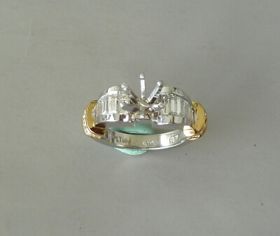 PLATINUM & 18K YELLOW GOLD DIAMOND SEMI MOUNT RING 10.6 GR 
