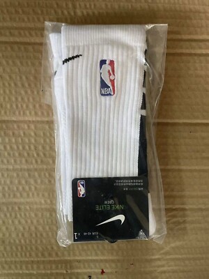 New Nike NBA Elite Basketball Crew Socks White Adult Size Large