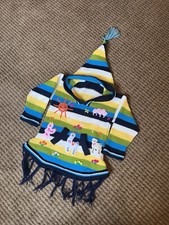   Handmade Wool Colorful Sweater W/Hood Tassels  Pocket Peruvian Kid XS 3-4 EUC