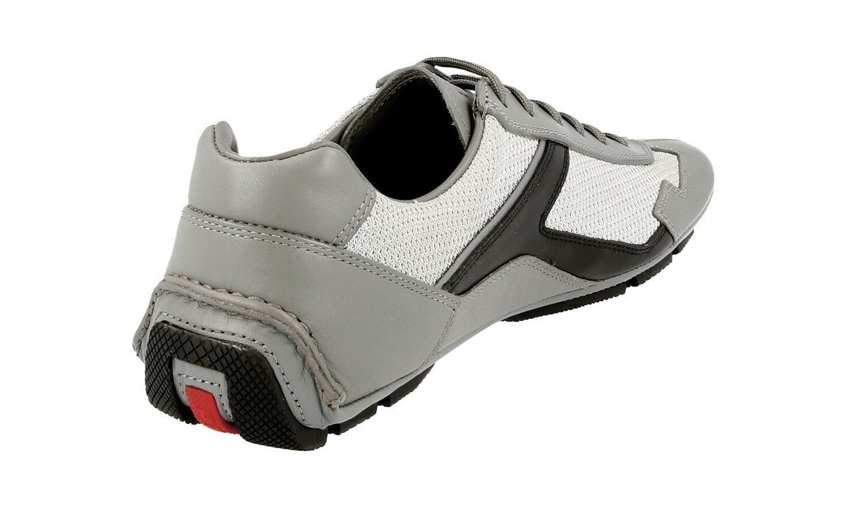 AUTH PRADA MONTE CARLO SNEAKERS SHOES 4E2791 GREY LEATHER US