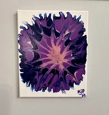 Original Abstract Art Acrylic Fluid Pour Flower Painting On Canvas Wall Decor